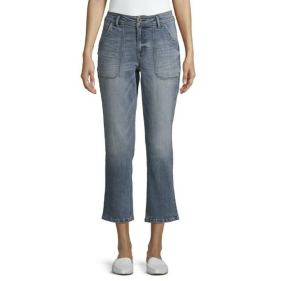 Time and Tru Womens Size 14 Utility Slim High Rise Denim Blue Jeans Medium Wash - Picture 13 of 13